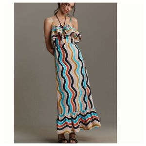 NWT Farm Rio Sleeveless Ruffle Maxi Sun Dress L